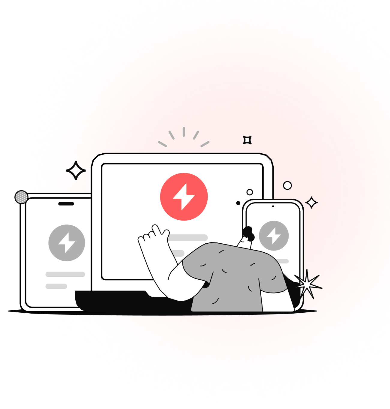 FlashVPN 多设备连接插画